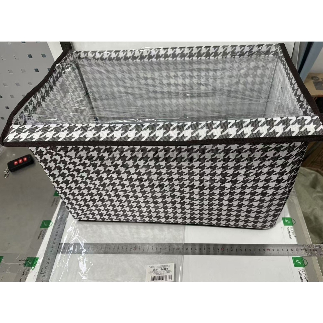 Cutie Depozitare, Flippy, Capac Transparent, Model In Carouri, Model Mare, Maro