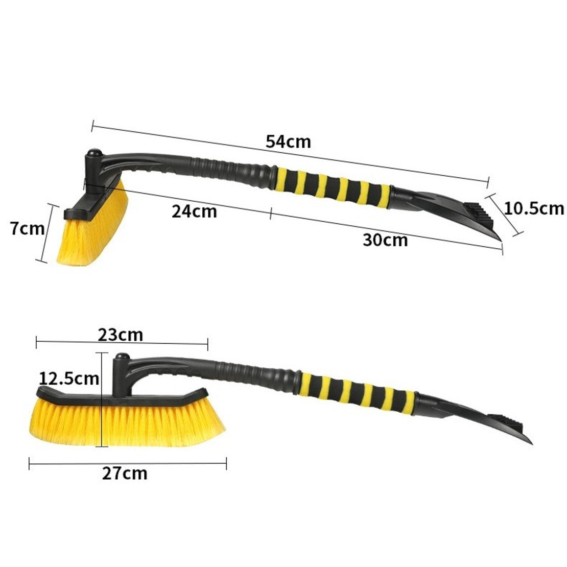 Perie de Zapada cu Racleta pentru Masina, Flippy, Multifunctionala, Rotativa, Demontabila, cu Maner Antiderapant, Aluminiu, Plastic, Fragmentarea Ghetii de pe Parbriz, Solutia pentru Iarna, pentru Dezghetare, 54x10.5x27 cm, Galbena