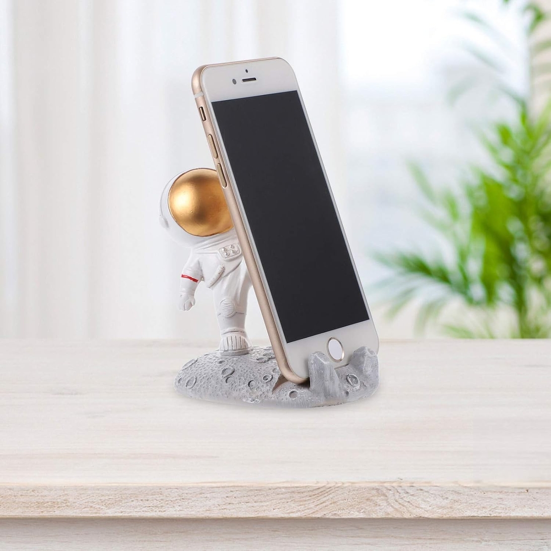 Suport pentru Telefon, Flippy, Suport de Birou pentru Telefon, Suport Telefon pentru Copii, Model Astronaut, Model 1, 9 x 10 x 6.5 cm, Plastic, Alb