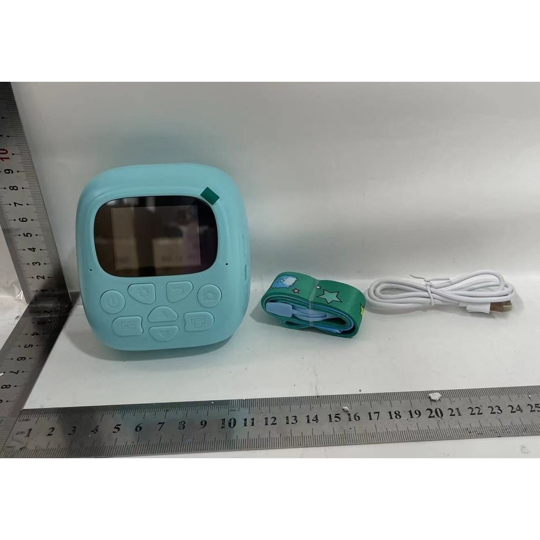 Camera Instantanee pentru Copii, Flippy, Camera Frontala + Selfie, cu Functie de Printare, Cablu USB-C, Bluetooth, Compatibil iOS/Android, Imprimare APP, Model Dino, Albastru