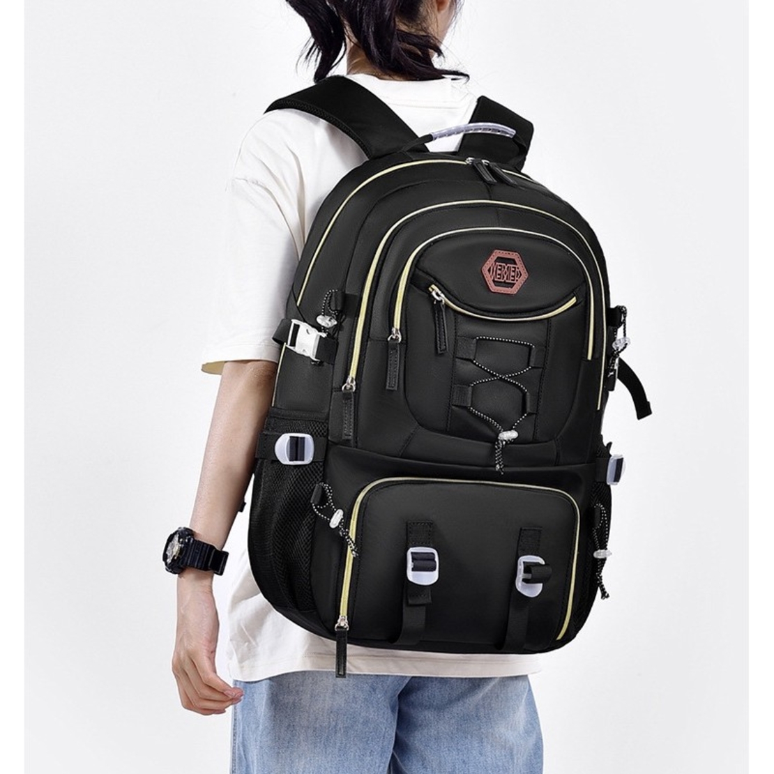 Rucsac Multifunctional pentru Calatorie, Flippy, pentru Alpinism, Voiaj, Drumetii, din Panza Oxford, 34x16x52 cm, Negru