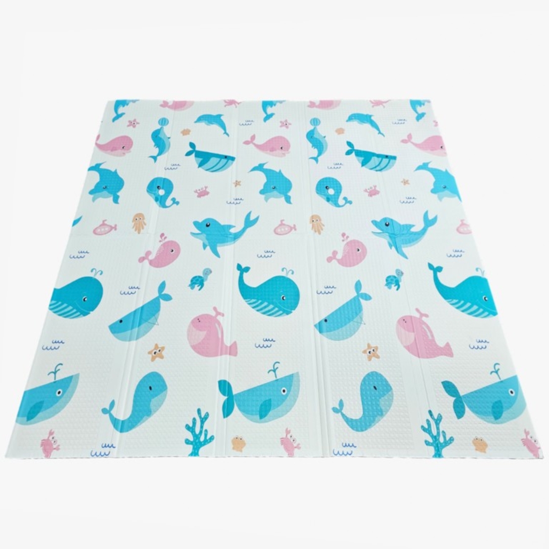 Covoras de Joaca pentru Copii Termic cu 2 Fete, Flippy, Model Ursuleți si Delfini, cu Spuma, Impermeabil, Antiderapant, 200cm x 180cm x 1cm