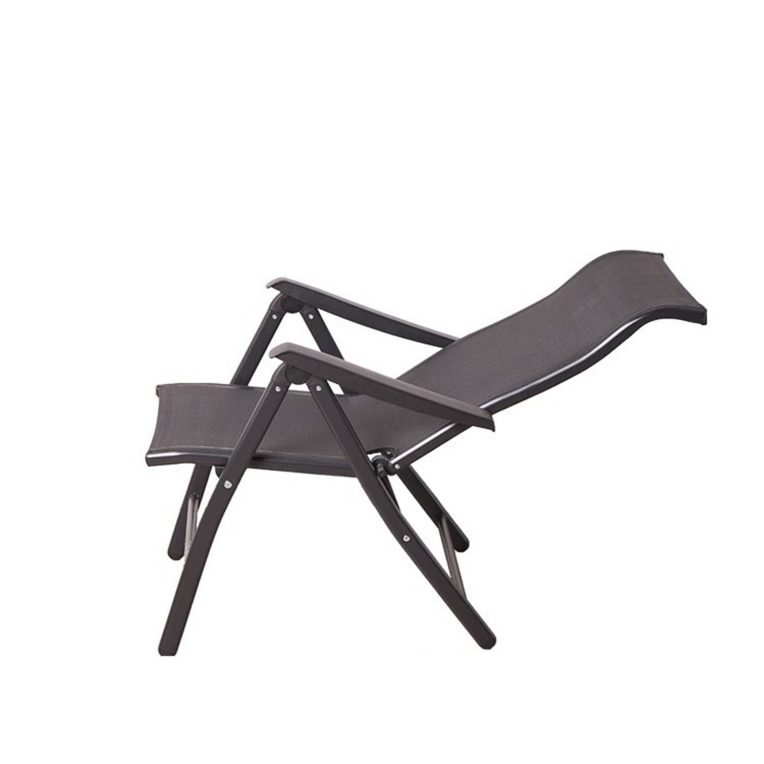 Scaun 2in1 de Gradina, Flippy, Sezlong, Suport Picioare, Pliabil, Cadru Metalic, Impermeabil, 47 x 110 x 46 cm, Negru