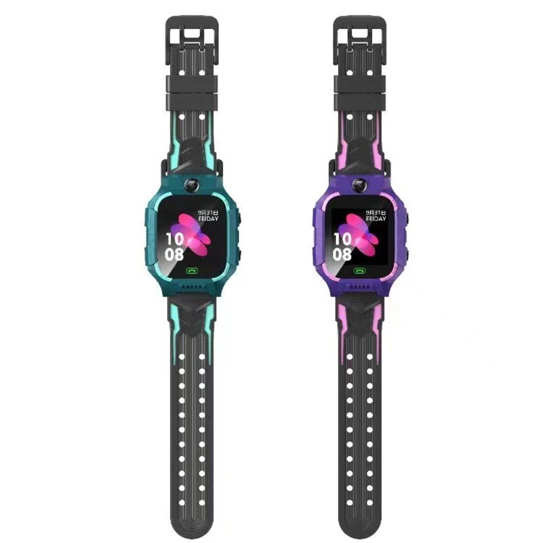 Ceas Smartwatch Flippy, Pentru Copii, Model Q19 Z6, Localizare LBS, Istoric Traseu, Monitorizare Spion, Camera Foto, Lanterna, Chat Vocal, Apel SOS, Roz/Mov