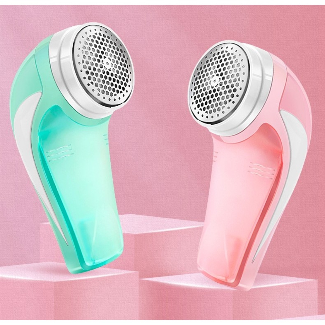 Aparat Pentru Curatat Scame, Par Si Praf, Flippy, Pentru Diferite Tipuri De Material, Cu Lame Din Otel Inoxidabil, Incarcare Prin USB Type-C, Cu Perie De Curatare si Cablu USB Incluse, 13.5x9 cm, Roz