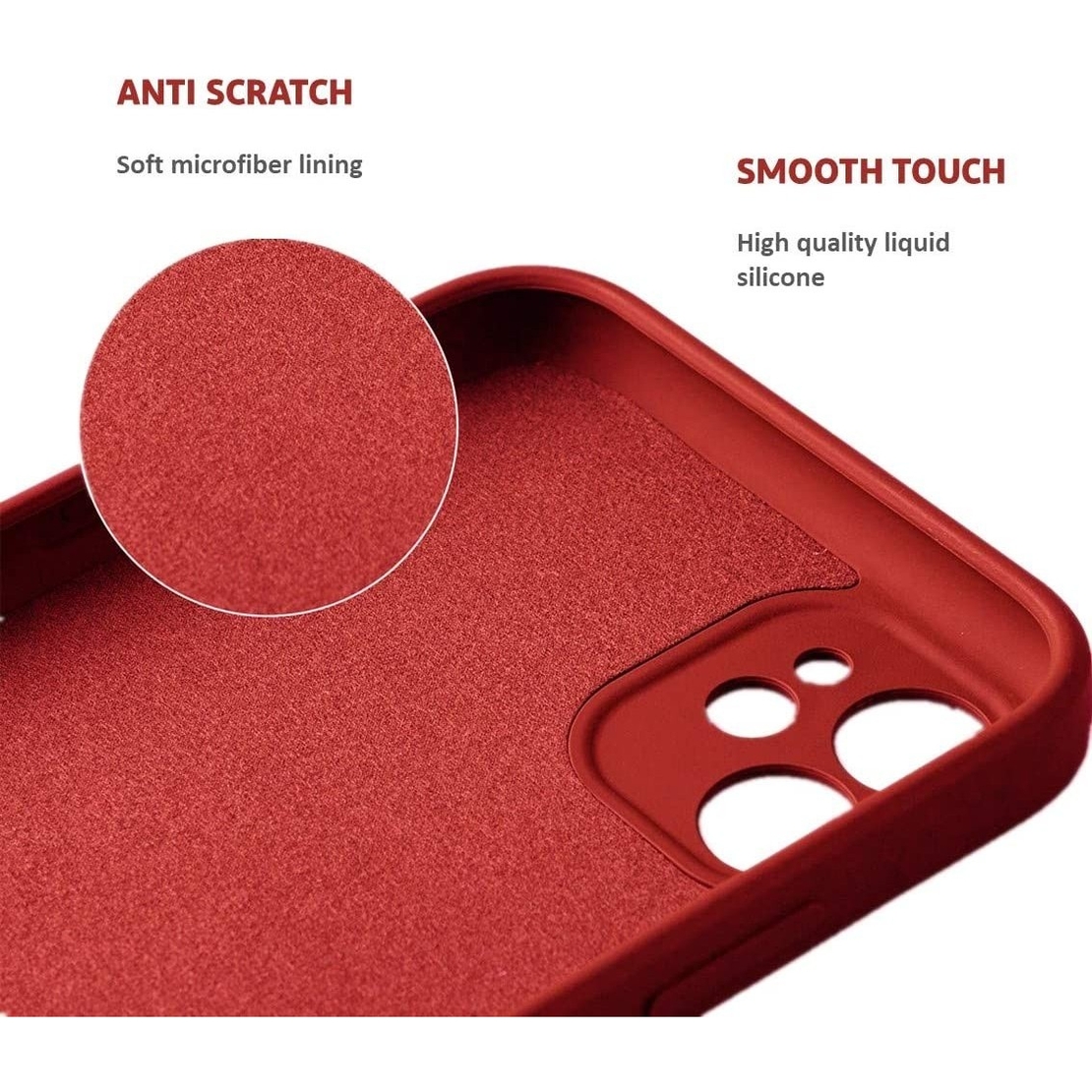 Husa protectie Flippy compatibila cu Apple iPhone 12 Liquid Silicone Ring cu suport rotativ Rosu