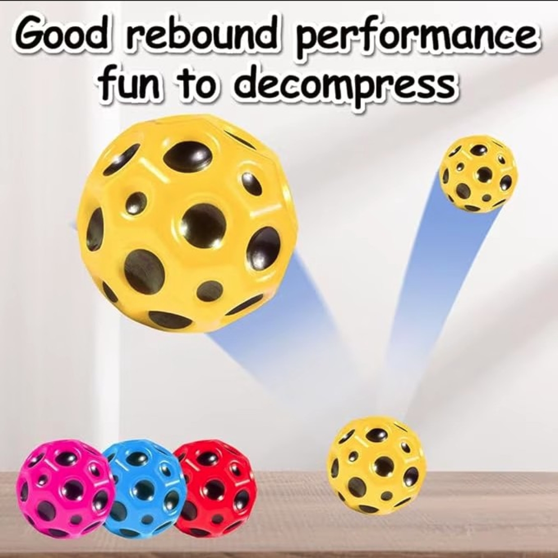 Minge Saltareata Hiperelastica, Flippy, Space Moon Ball foarte Elastica, Antistress pentru Copii, Diametru 66 mm, Galben