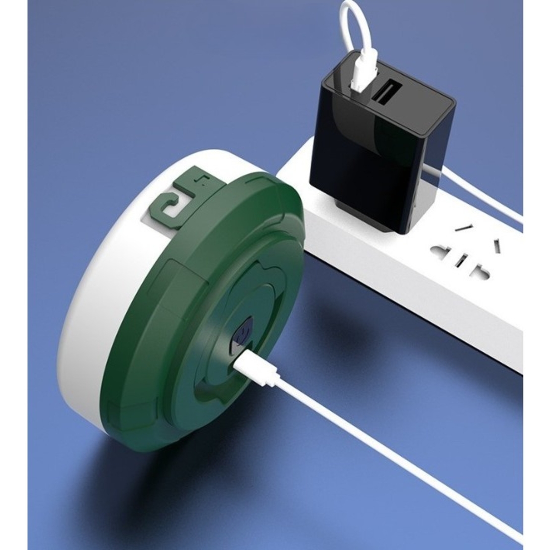 Lumină de camping LED încărcare USB, Flippy, șir colorat, pentru aer liber, cort, Distanta 10 metri, 1800mAH, 10.5x4.3 cm, Alb Verde