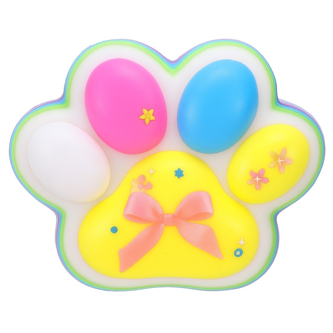 Jucarie Antistres Squishy, Flippy, Revenire Lenta, Model Labuta de Pisica, Squishy, BIG 12.5 x 10.5 cm, 220 g, Model 24, Multicolor Alb Galben