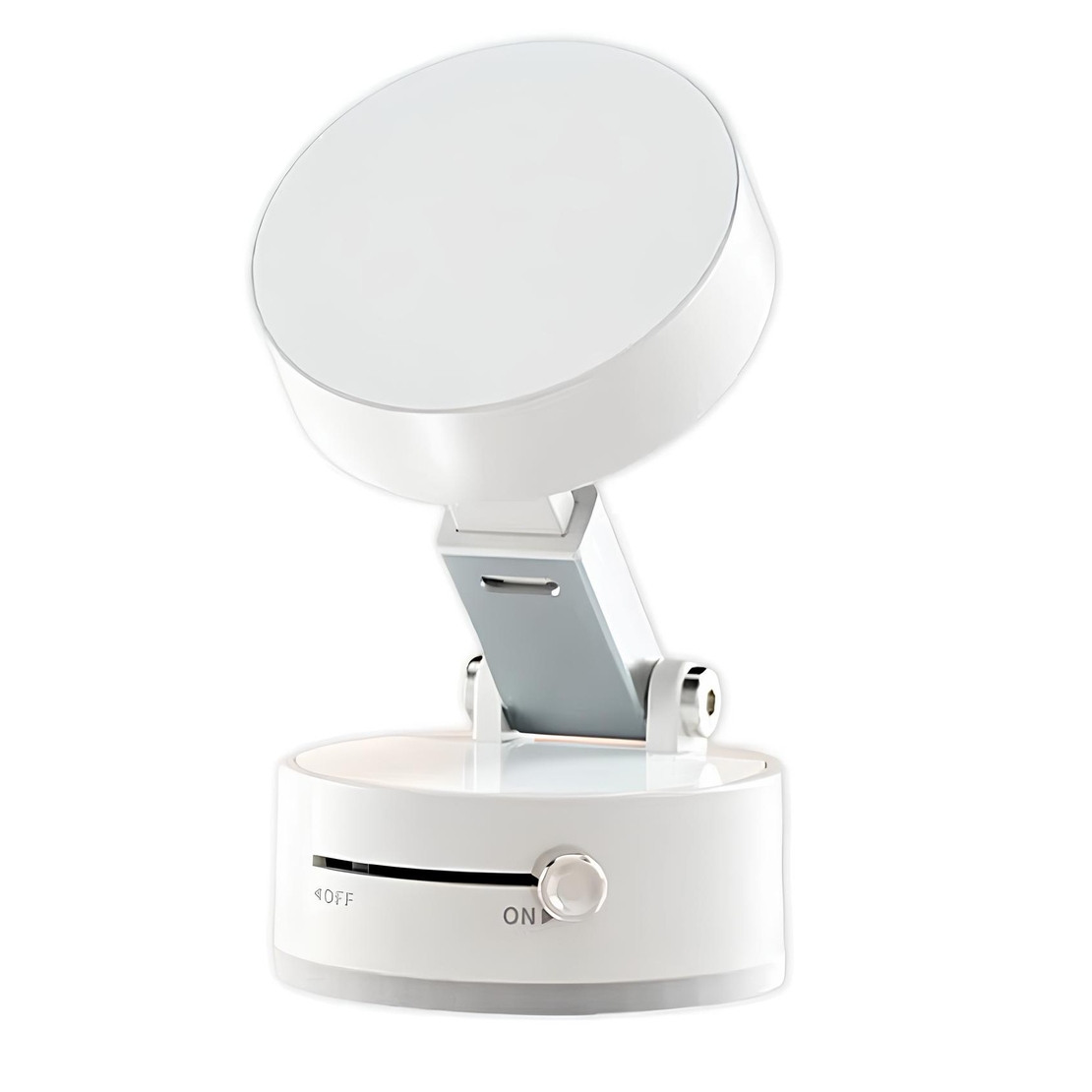 Suport Magnetic Auto pentru Telefon, Flippy, cu Ventuza, Pliabil și Retractabil, Fixare prin Vid și Magnet, Rotativ 360°, Alb
