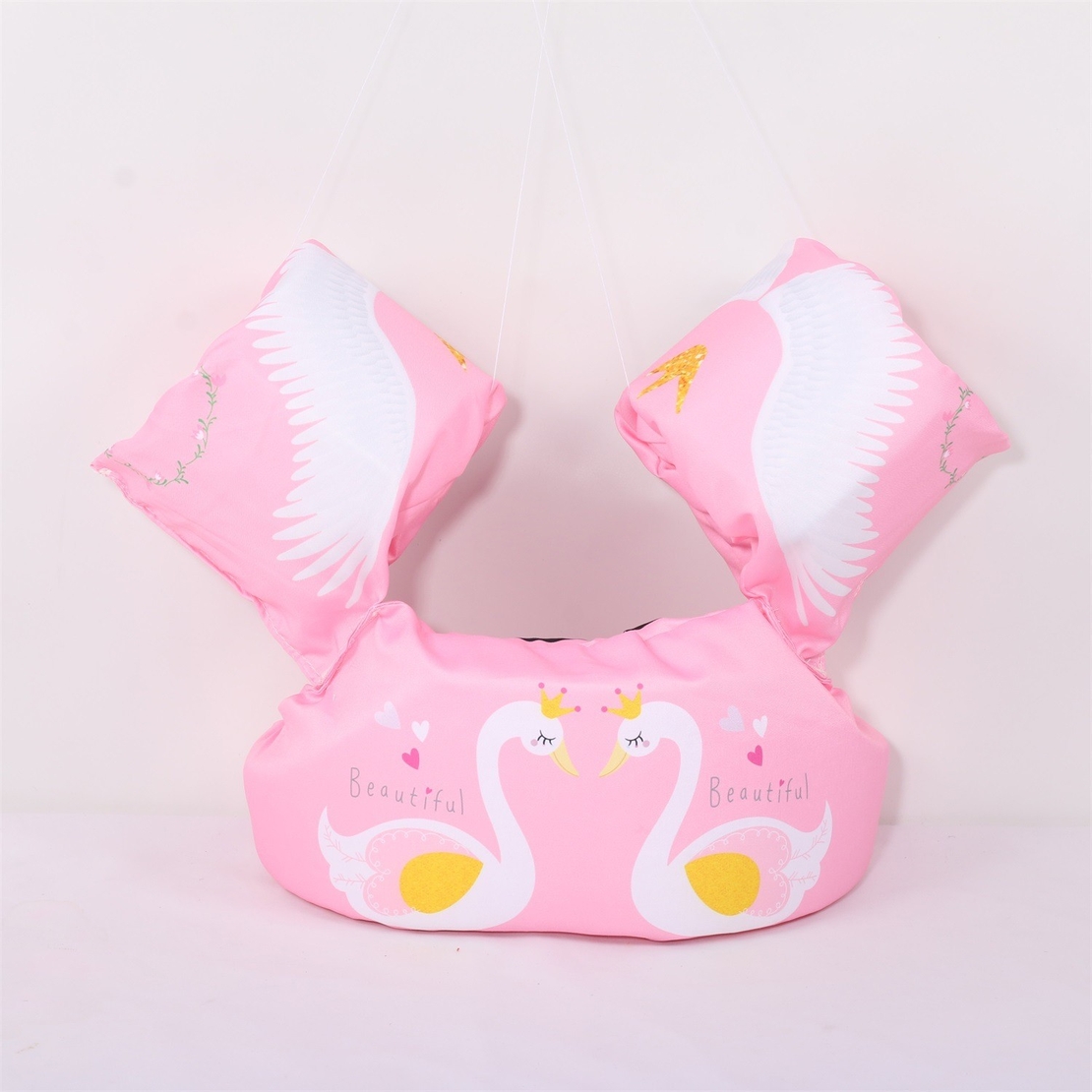 Vesta de salvare pentru copii cu aripioare de inot, Flippy, Roz, Model lebede