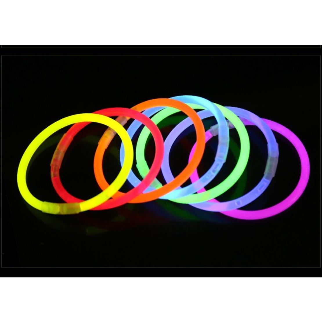 Set 100 Bratari Luminoase, Flippy, pentru Petreceri, Fosforescente, Glow Sticks, 20 cm, Multicolor