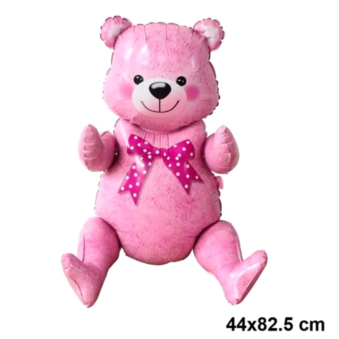 Balon din Folie Metalizata, Flippy, Figurina Animalute, Model Ursulet Asezat, Tematica Aniversare, 44x82.5 cm, Ambalaj Individual, Pai Inclus, Umflare cu Aer sau Heliu, Roz