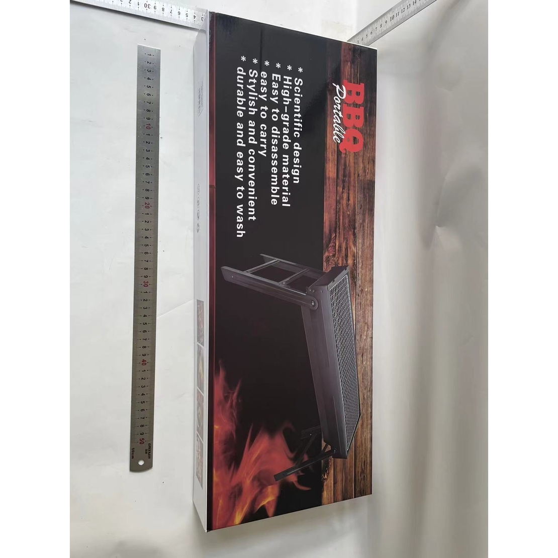 Gratar Portabil, Flippy, Confectionat din Metal, pentru Picnic, Gradina, Terasa, Camping, Dimensiuni Reduse, 60x22x23 cm, Negru