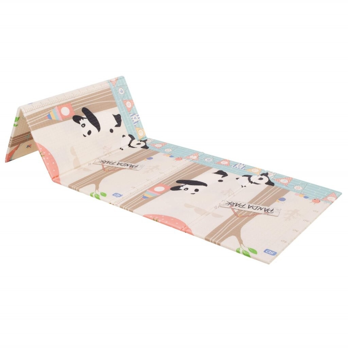 Covoras pentru Copii, Flippy, cu 2 Fete, Model Panda/Party, din XPE+PE, Impermeabil, Antiderapant, Protectie Termica, +3 Luni, Pliabil, 180 x 200 x 1 cm, Multicolor