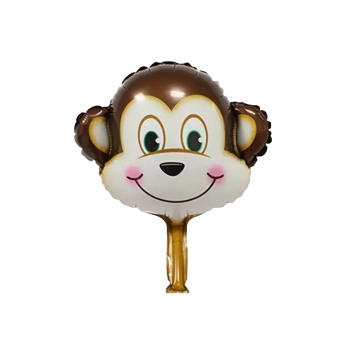 Balon din Folie Metalizata, Flippy, Mini Figurine Animalute, Model Maimutica, Tematica Aniversare, 42x42 cm, Ambalaj Individual, Pai Inclus, Umflare cu Aer sau Heliu, Multicolor