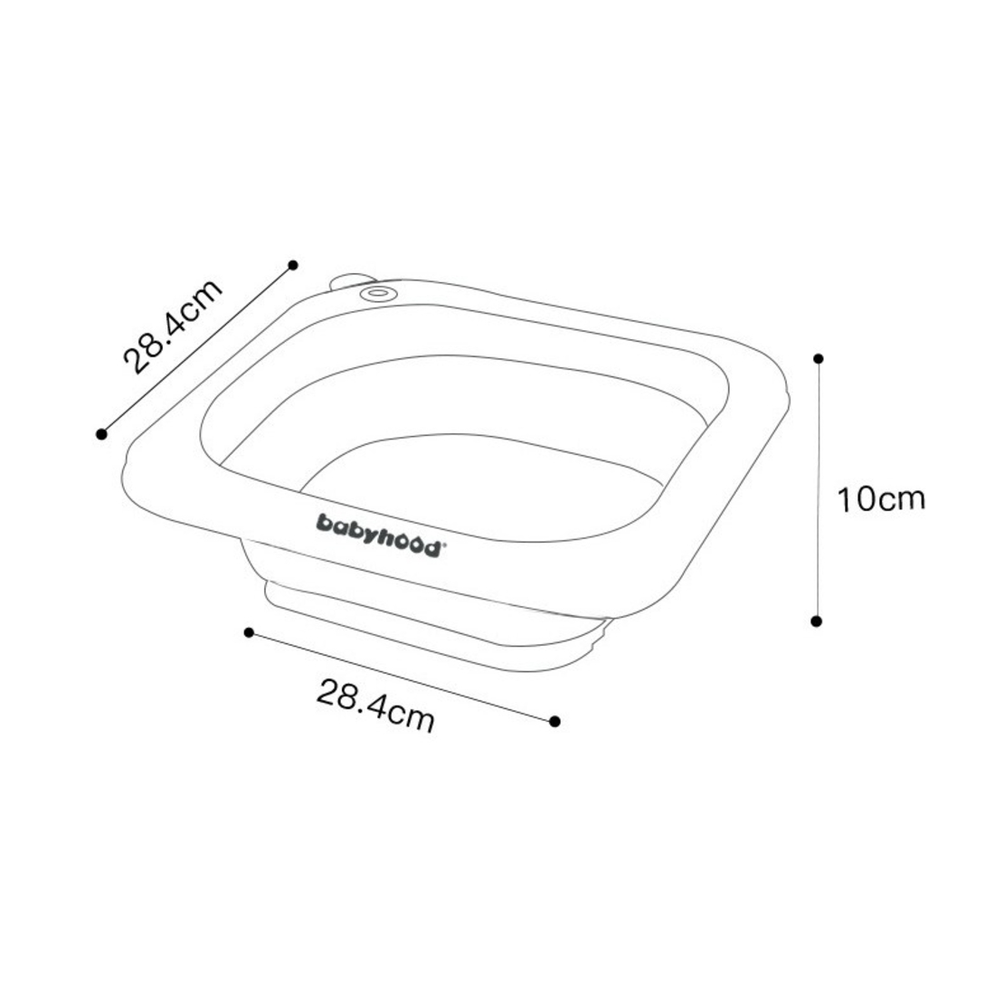 Lavoar Pliabil, Flippy, pentru Copii 1-8 Ani, 28.5x28.5x10 cm, din PE+PP, 3.5l, Model Fata, Gri