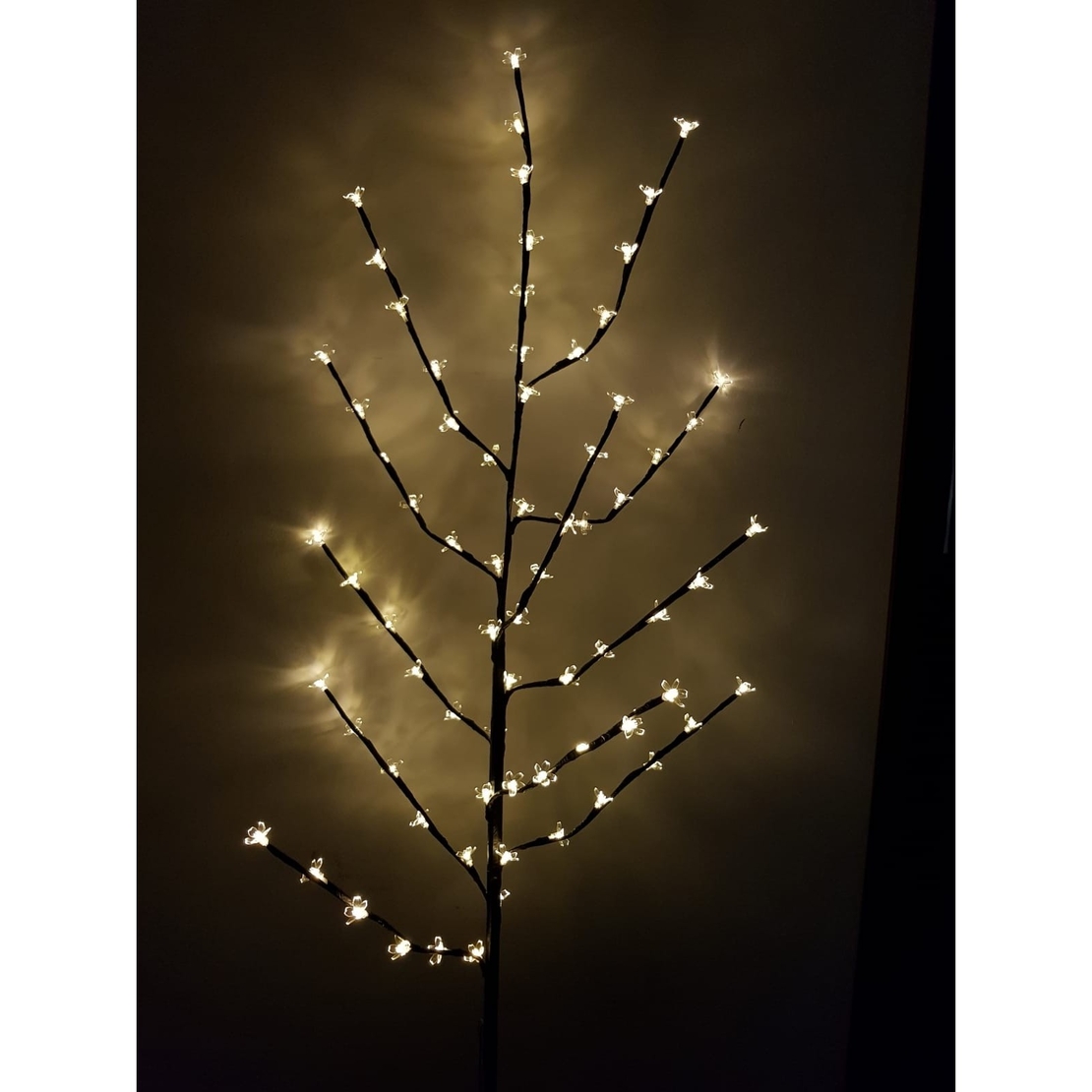 Decoratiune Luminoasa, Flippy, Crenguta, cu Baterii, 72 LED -uri, Flori, Alb Cald