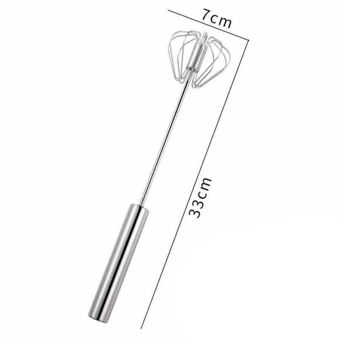 Mixer Manual, Flippy, pentru Oua Smantana Frisca Aluat, Maner Otel Inoxidabil, Usor de Utilizat si Depozitat, 33 x 7 cm Argintiu