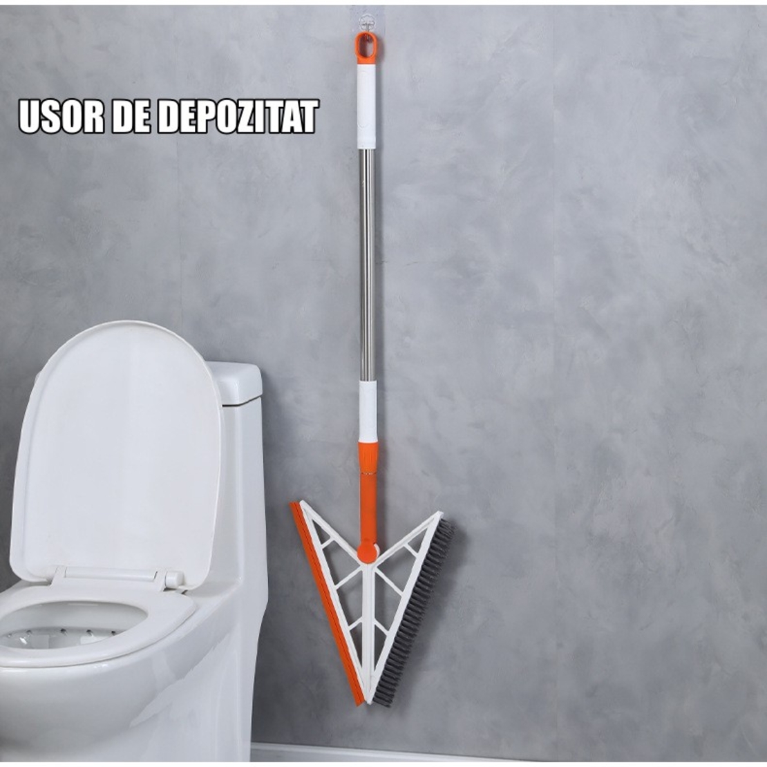 Mop Multifunctional, Flippy, Portocaliu, cu Racleta din Silicon, Maner Telescopic, Curatarea Eficienta a Tuturor Suprafetelor