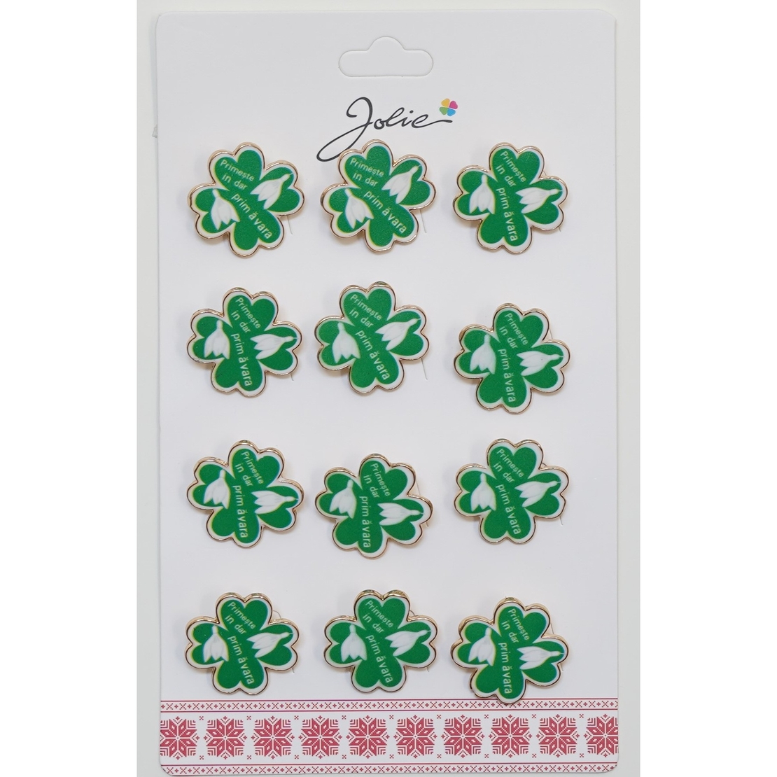 Set 12 Brose Martisor Primavara cu Mesaj Primeste in Dar Primavara