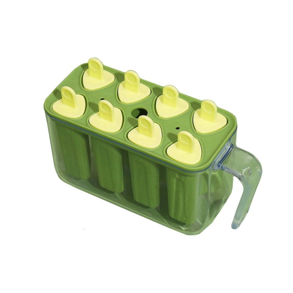 Forme de inghetata, Flippy, 8 Forme din Silicon, Forma pentru Inghetata din si Sucuri Ghetate, 13 x 10 x 6.5 cm, Verde