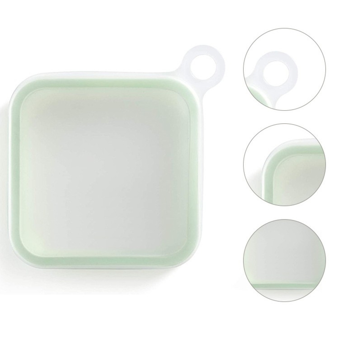 Caserola pentru sandwich Flippy, din silicon si polipropilena, portabil, usor de curatat, capac anti-scurgere, reutilizabil, 15.5 x 15.5 x 2.5 cm, verde