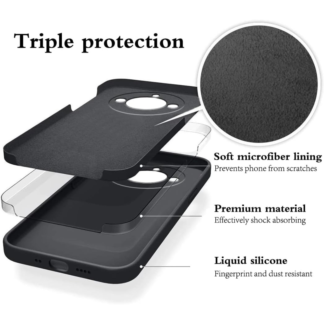 Husa de Protectie, Flippy, pentru Realme 11 Pro Plus, Liquid Silicone, cu Microfibra pe Interior, Protectie Antisoc, Compatibil Incarcare Wireless, Negru