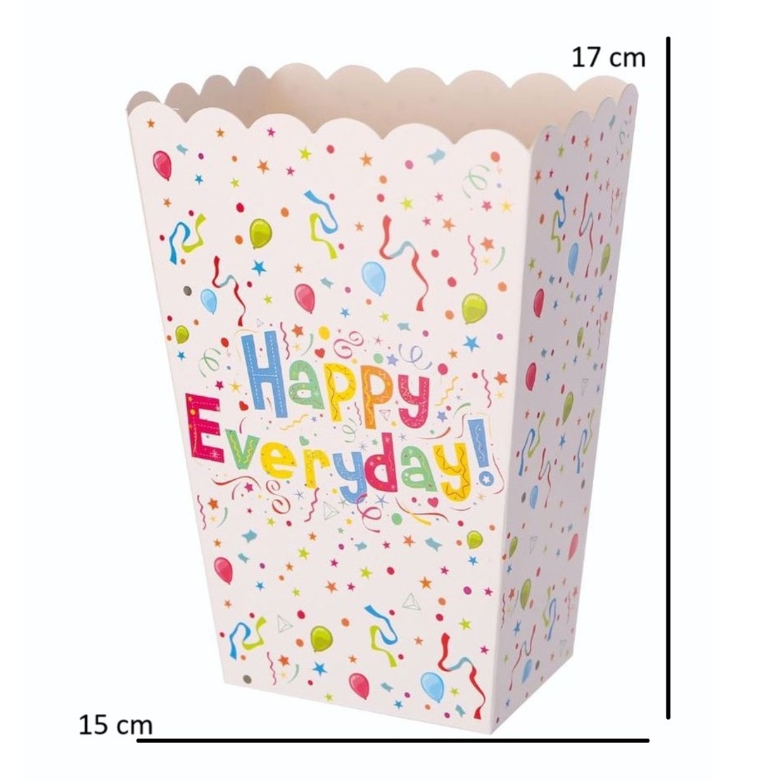 Set 6 Cutii de PopCorn, Flippy, Model Happy Everyday, 17 x 15 cm, Multicolor