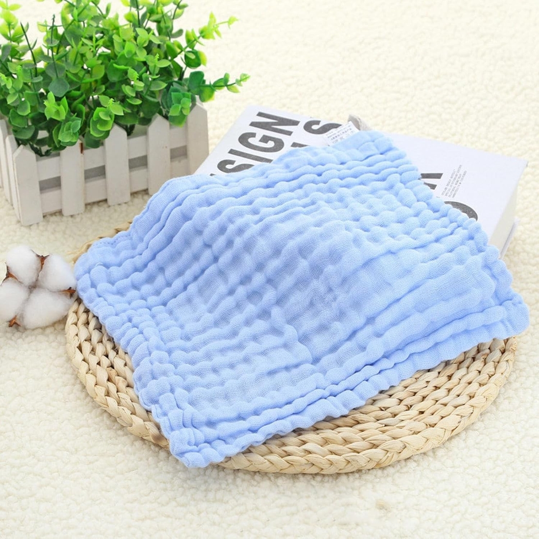 Prosop Absorbant, Flippy, din Bumbac, 6 Straturi, 30 x 30 cm, Albastru