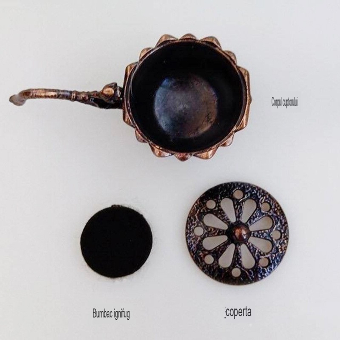 Suport de Tamaiat, Flippy, din Aliaj de Zinc, Model Lotus, Ignifug, 9.7 x 4.8 x 4.7 cm, Cupru