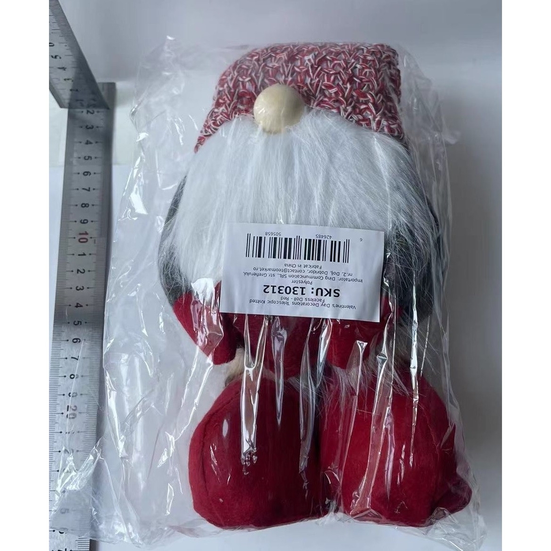 Figurina Decorativa, Pentru Craciun, Flippy, Spiridus, Omul Padurii Indragostit, Picioare Telescopice, Inaltime reglabila 42 - 52 cm, Rosu