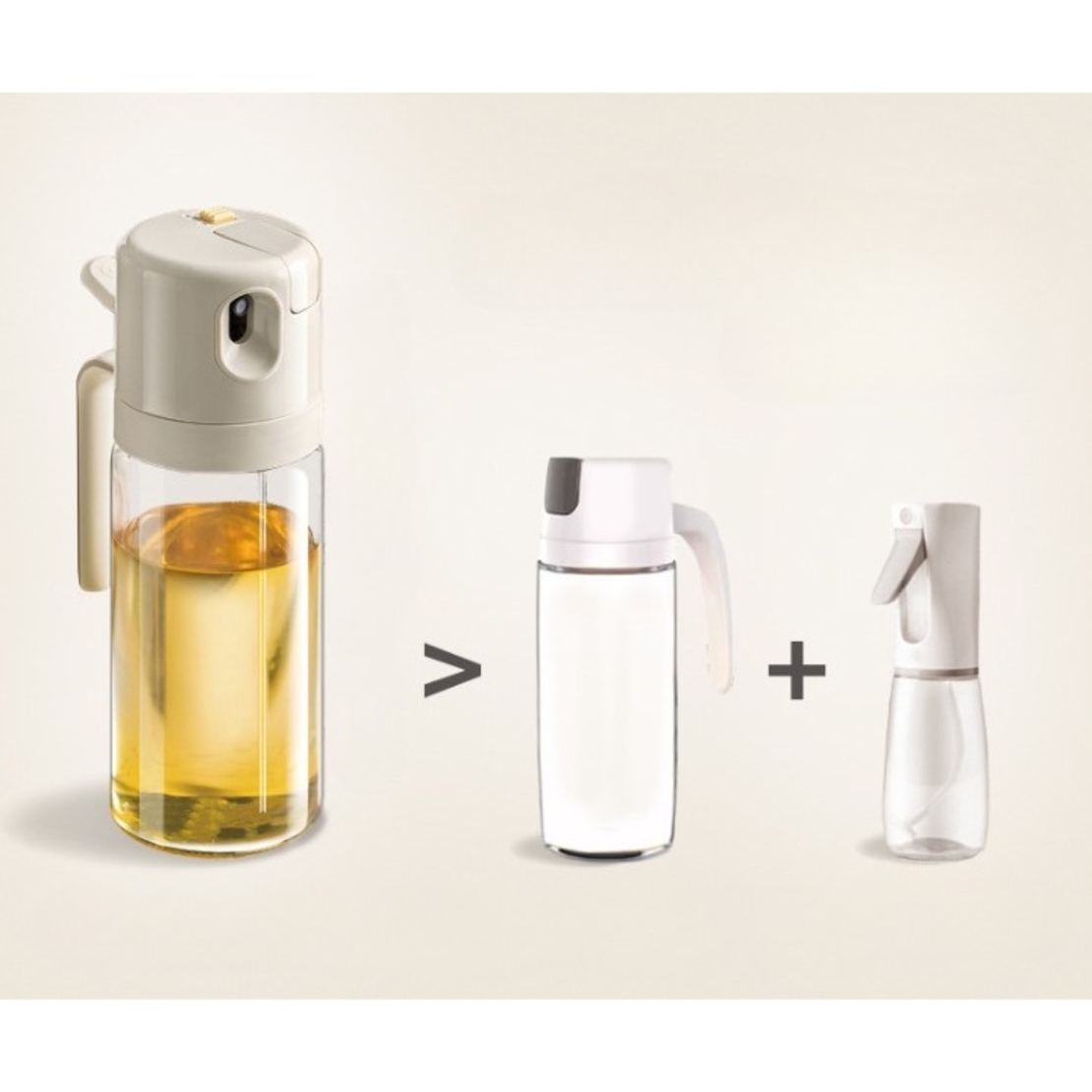 Dispenser pentru Ulei, Flippy, prin Curgere si Pulverizare, Deschidere si Inchidere Automata a Rezervorul, 550mL, 11.4x7.8x22.8cm, Gri