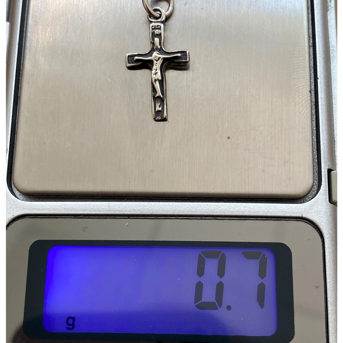 Pandantiv, Jolie Silver, Argint 925, Model Cruce cu Iisus Oxidata, 0.7 g, 20x10 mm