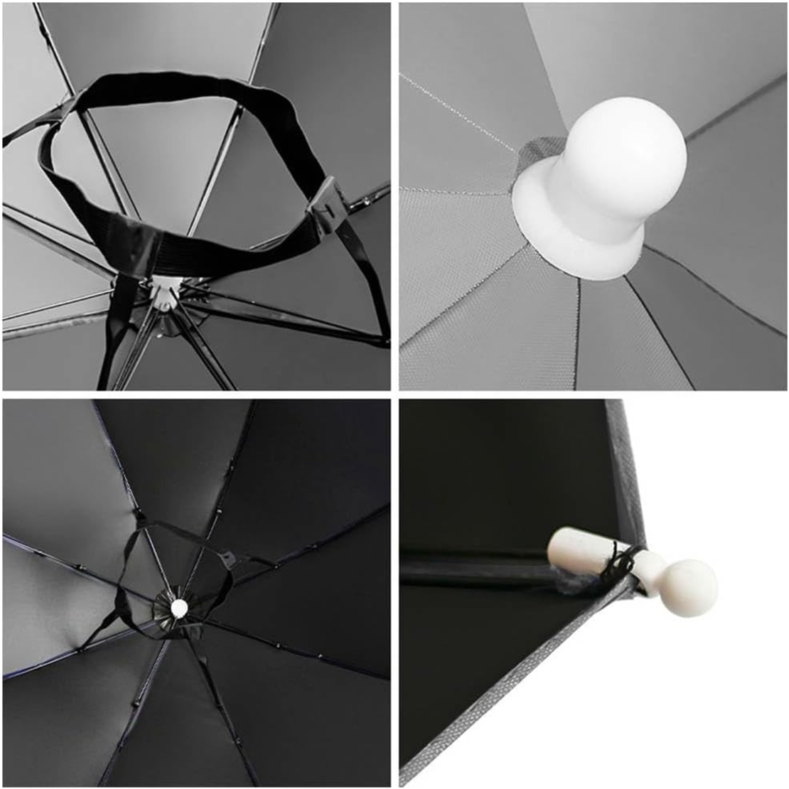 Umbrela de Cap, Flippy, Diametru 69 cm, Banda Elastica de Cap, Protectie UV/Ploaie, Albastru Deschis