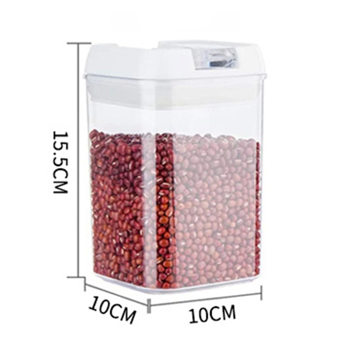 Cutie de Depozitare Alimente, Flippy, Cutie de Depozitare tip Container pentru Bucatarie, cu Capac, Inchidere Ermetica, Cutie pentru Cereale, 15.5 x 10 x 10 cm, volum 0.8 L, Alb