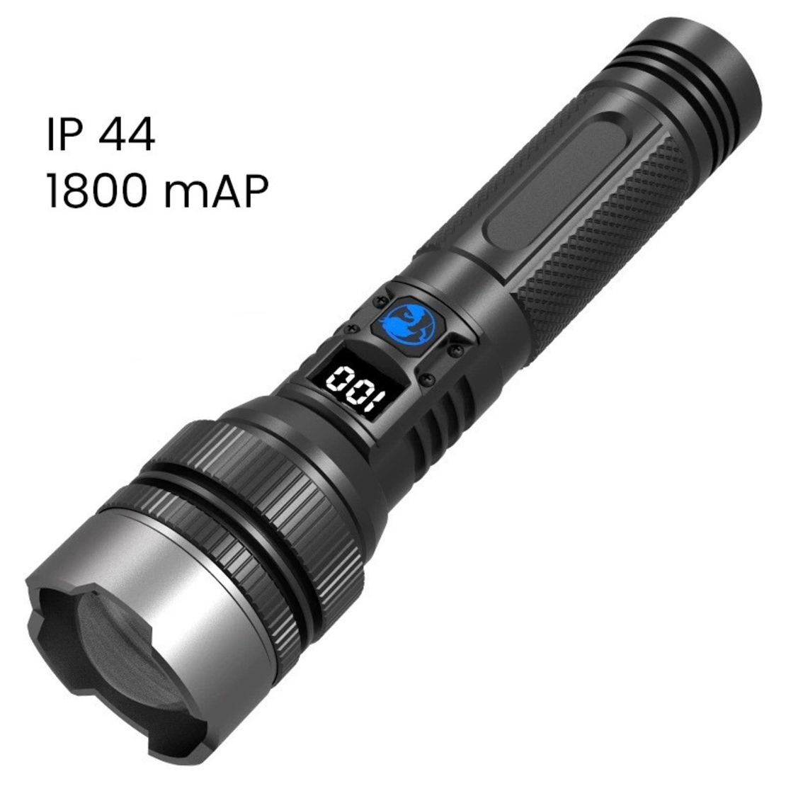 Lanterna LED Lumina Alba, Flippy, Lanterna cu Zoom Telescopic, Baterie externa, din Aluminiu + ABS, 1800 mAh, 17 x 4 x 3 cm, Negru