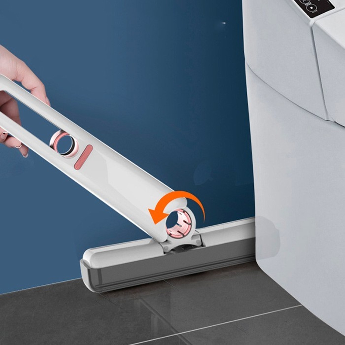 Mop de Mana Flippy, Mini-Portabil, cu Sistem de Stoarcere, Dispozitiv de Curatat Manual, cu Burete Absorbant, din PVA, 29.5 x 15.5 cm, 2 Rezerve, Alb