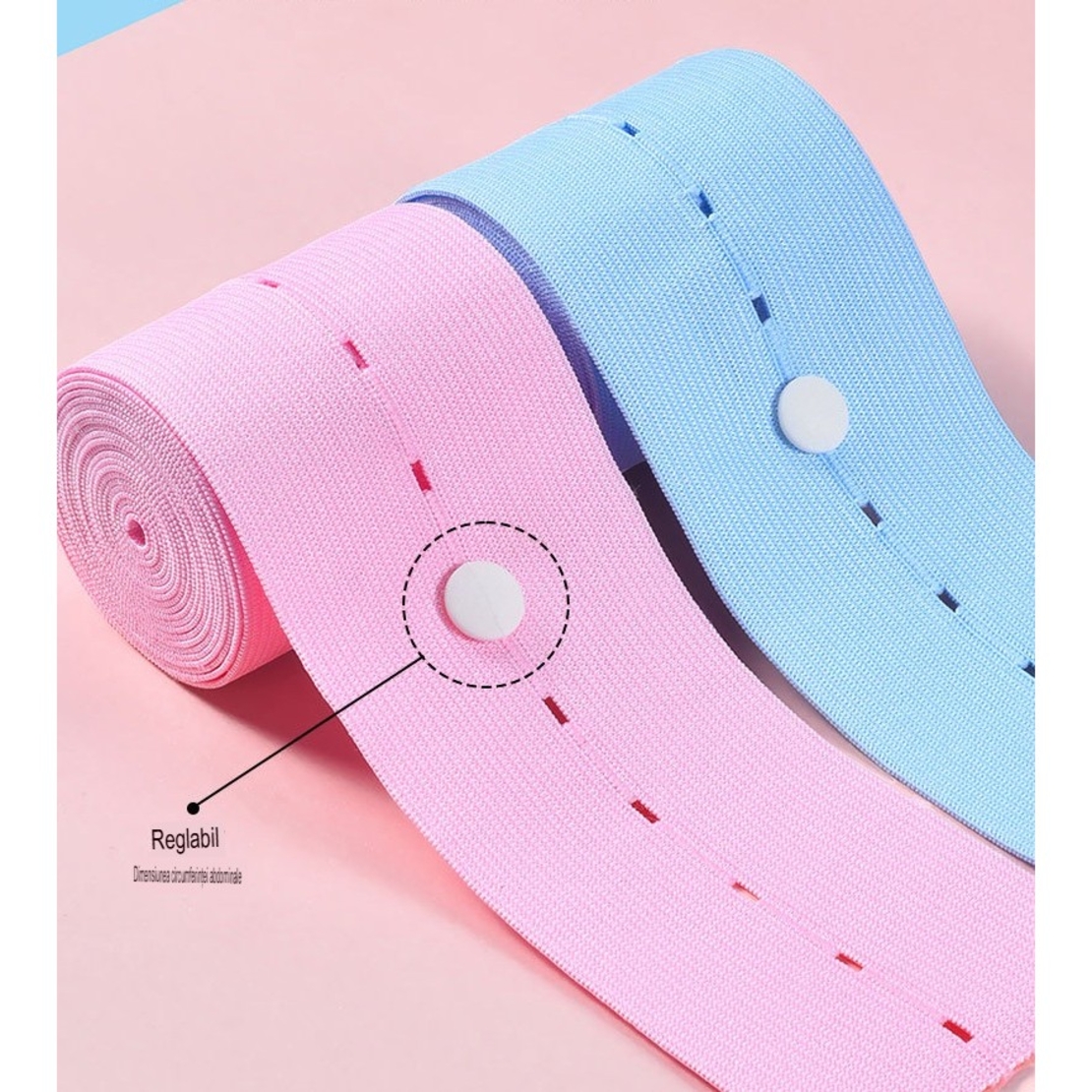 Set 2 Centuri de Monitorizare a Ritmului Cardiac Fetal, Flippy, Material Moale si Elastic, 6 x 130 cm, Albastru/Roz