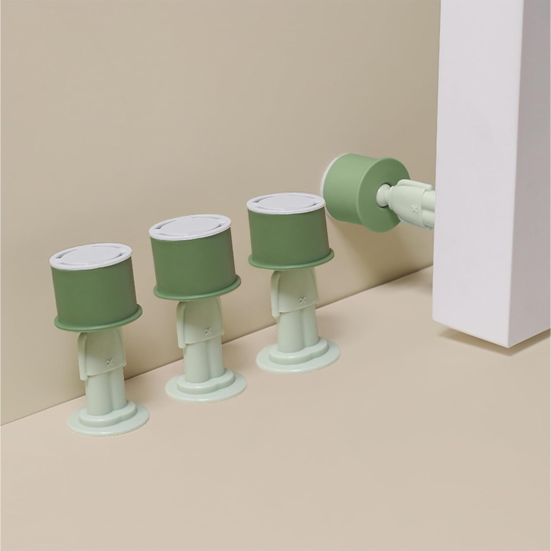 Opritor de Usa, Flippy, din Silicon, Model Magicial, cu Prindere de Perete, Anti-Coliziune, 4x 8.5 cm, Verde