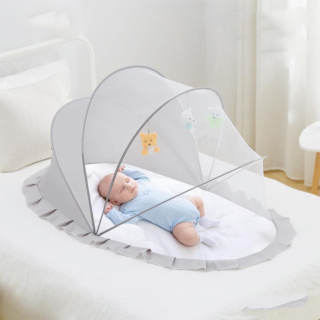 Husa Anti-Tantari, Flippy, Pliabila, Protectie 360 Grade, 0-1 An, 60 x 55 x 5 cm, Gri