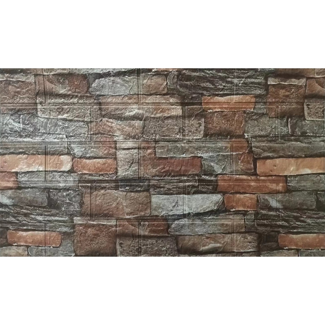 Set 10 Stickere de Perete, Flippy, Autoadezive, 70 x 77 cm, 2.5 mm Grosime, Suprafata Acoperita 5.3 mp, din PVC, Model Caramida, Roscat