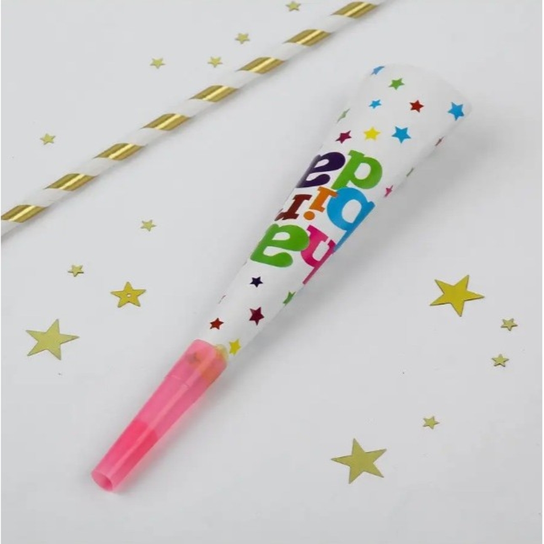 Set 6 Suflatori, Flippy, Colectia Happy Birthday, 20 cm, din Carton, Multicolor