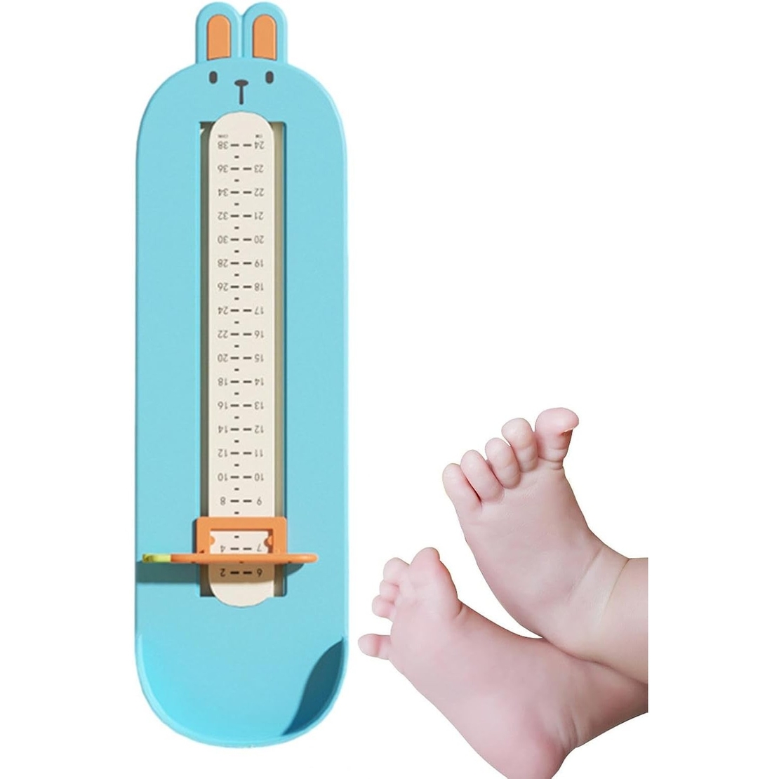 Dispozitiv de Masurat Talpa Piciorului pentru Bebelusi, Flippy, 6-24, Model Iepuras, Albastru