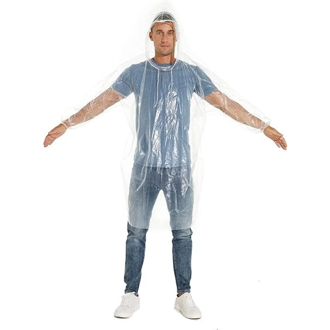 Pelerina de Ploaie, Flippy, pentru Adulti, 150 x 90 cm, Tip Poncho, Impermeabila, de Unica Folosinta, 30 g, Transparent