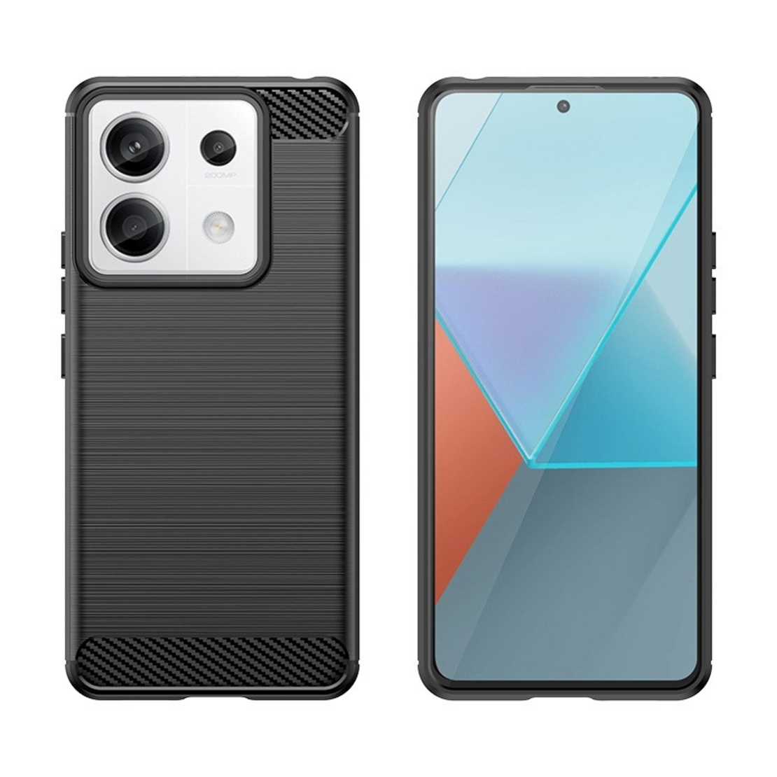 Husa de Protectie pentru Xiaomi Redmi Note 13 Pro, Flippy, Protectie 360, din TPU cu element de Carbon, Anti Alunecare, 1.8 mm, Negru