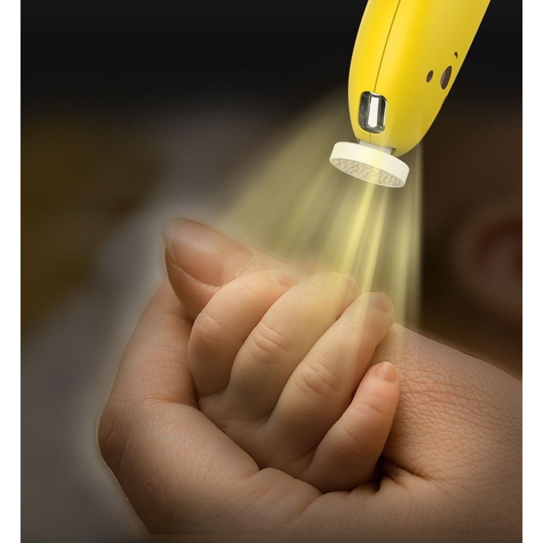 Pila Electrica, Flippy, pentru Bebelusi si Adulti, din ABS, Incarcare USB, 6 Accesorii, cu Lumina Led, 8.8 x 4.9 cm, Galben