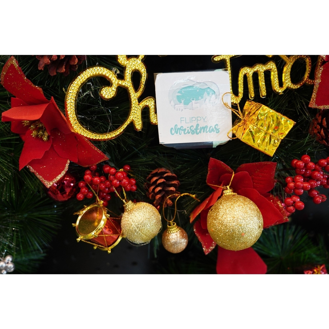 Set 45 Globuri de Craciun, Flippy, pentru Brad, Model 1, cu Glitter, Lucioase, Multicolor