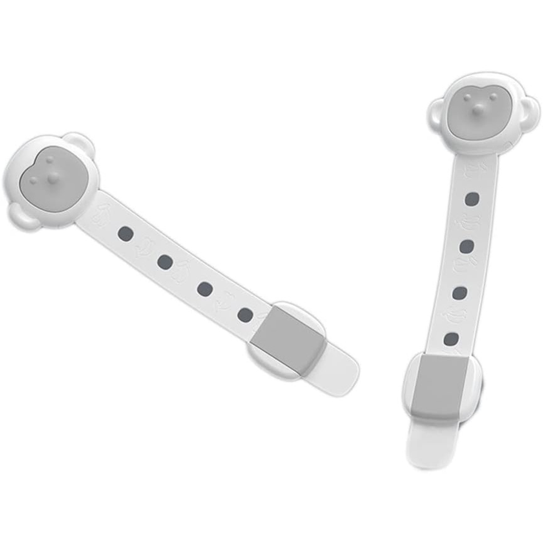 Siguranta pentru Usi Copii, Flippy, Sistem de Blocare Sertare, Dulap, Frigider, Adeziv, cu Sistem de Inchidere Dublu, Model Maimutica, Alb