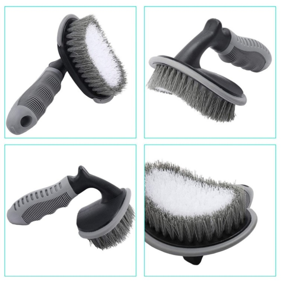 Set 12 Accesorii pentru Curatare Auto, Flippy, Interior si Exterior, Curatare Jante, Cauciucuri, Gri